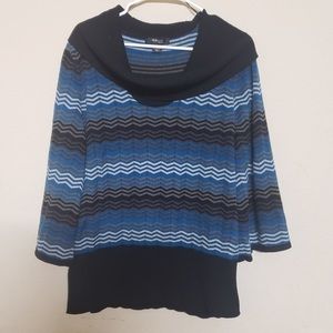 3/$15 Style & Co. Blue, Black and White Sweater